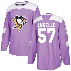 Men's Anthony Angello Pittsburgh Penguins Fights Cancer Practice Jersey - Purple Authentic