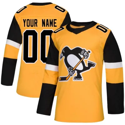 Men's Custom Pittsburgh Penguins Alternate Jersey - Gold Authentic