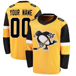 Men's Custom Pittsburgh Penguins Alternate Jersey - Gold Breakaway