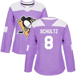 Women's Dave Schultz Pittsburgh Penguins Fights Cancer Practice Jersey - Purple Authentic