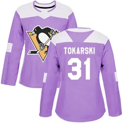 Women's Dustin Tokarski Pittsburgh Penguins Fights Cancer Practice Jersey - Purple Authentic