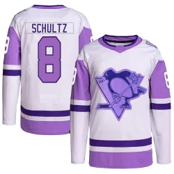 Youth Dave Schultz Pittsburgh Penguins Hockey Fights Cancer Primegreen Jersey - White/Purple Authentic