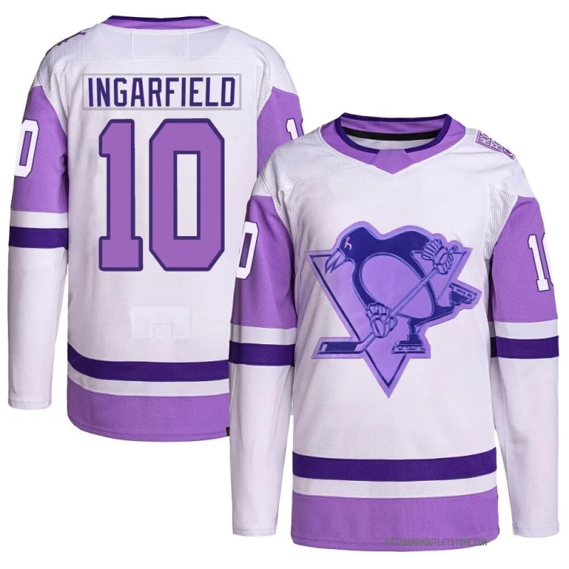 Youth Earl Ingarfield Pittsburgh Penguins Hockey Fights Cancer Primegreen Jersey - White/Purple Authentic